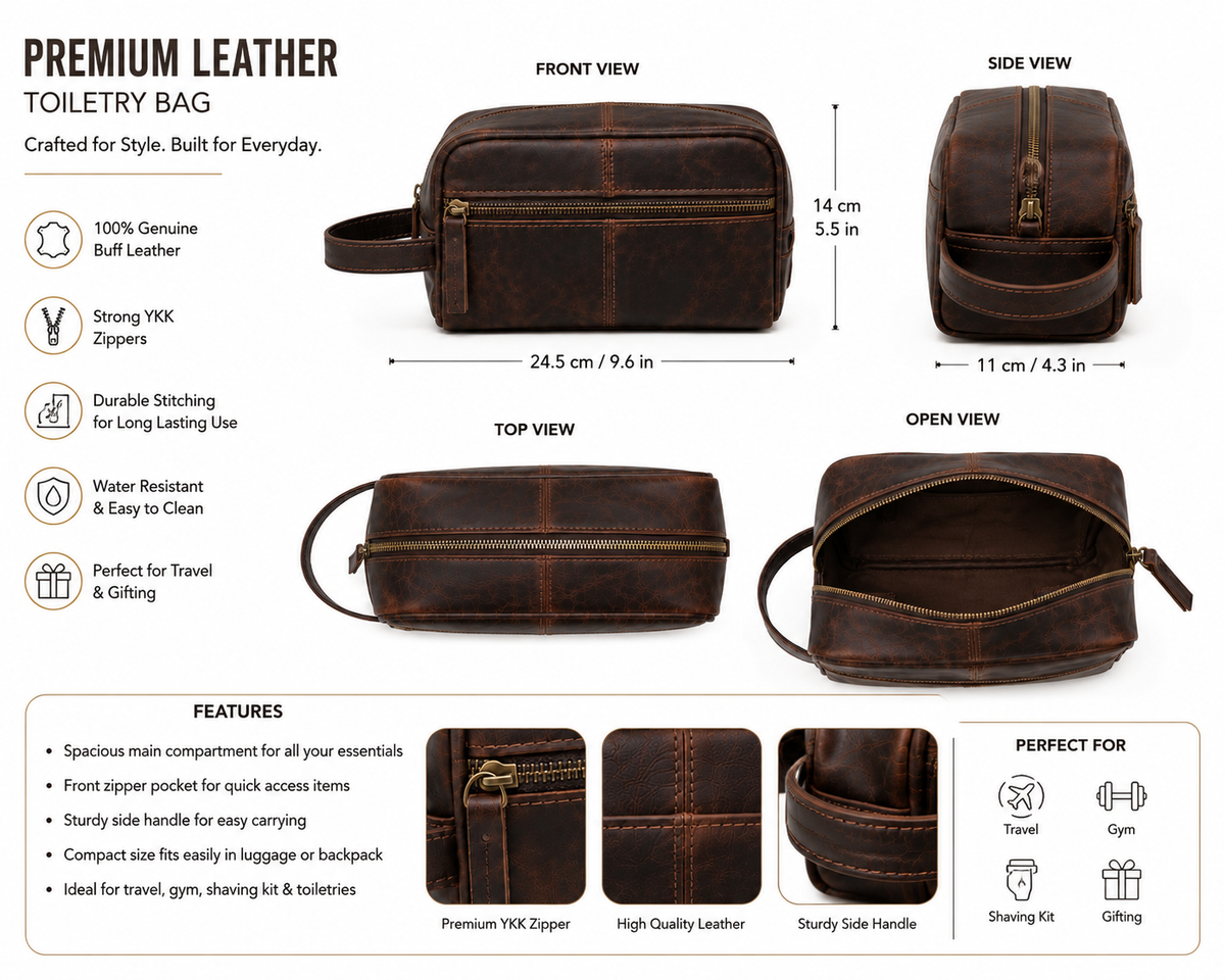 Premium Leather Grooming Bag