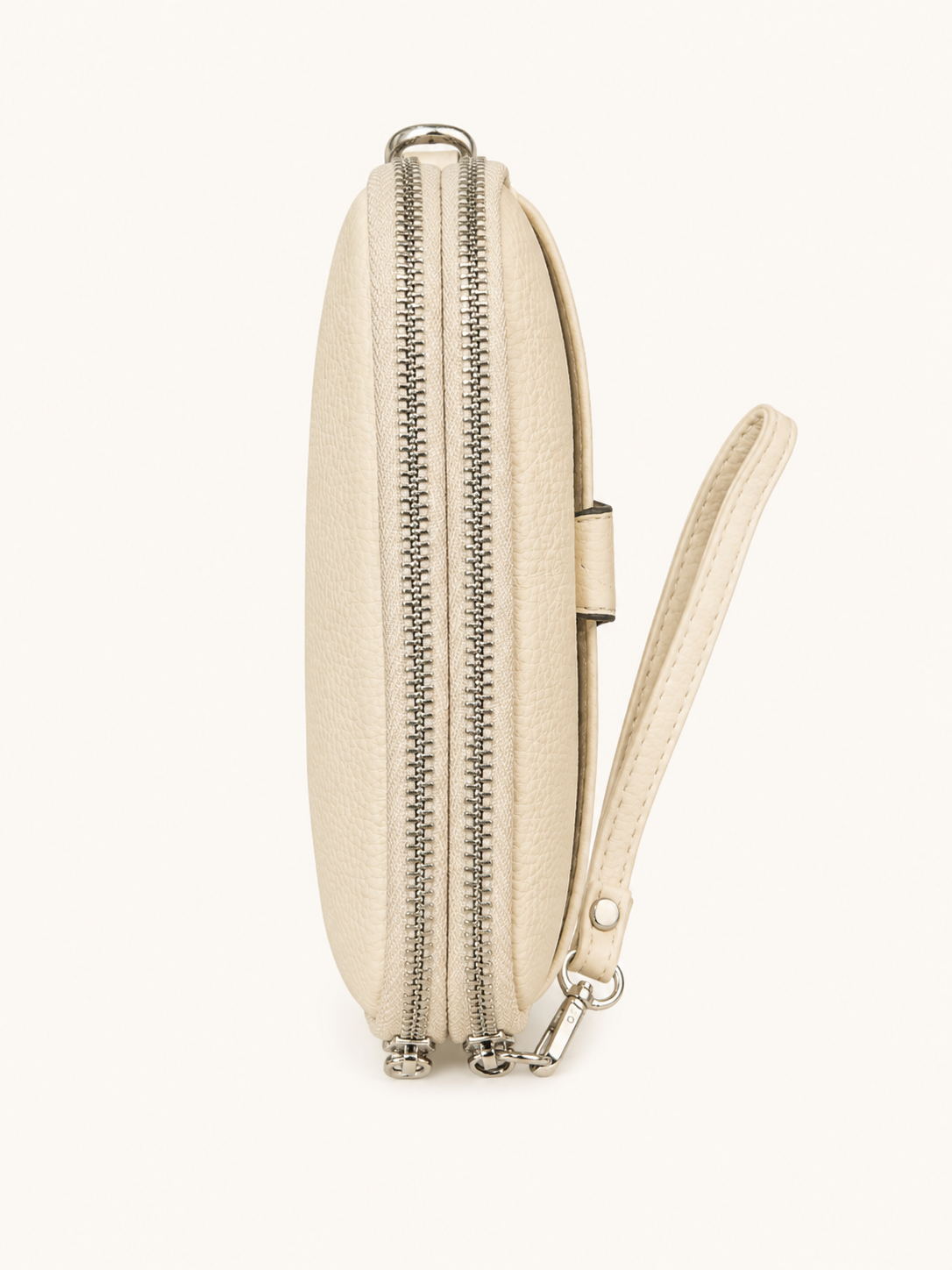 White Leather Wristlet Clutch
