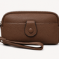 Brown Leather Wristlet Clutch