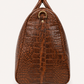 Crocodile Embossed Leather Duffle Bag - Brown