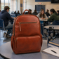 Premium Genuine Leather Laptop Backpack - Tan