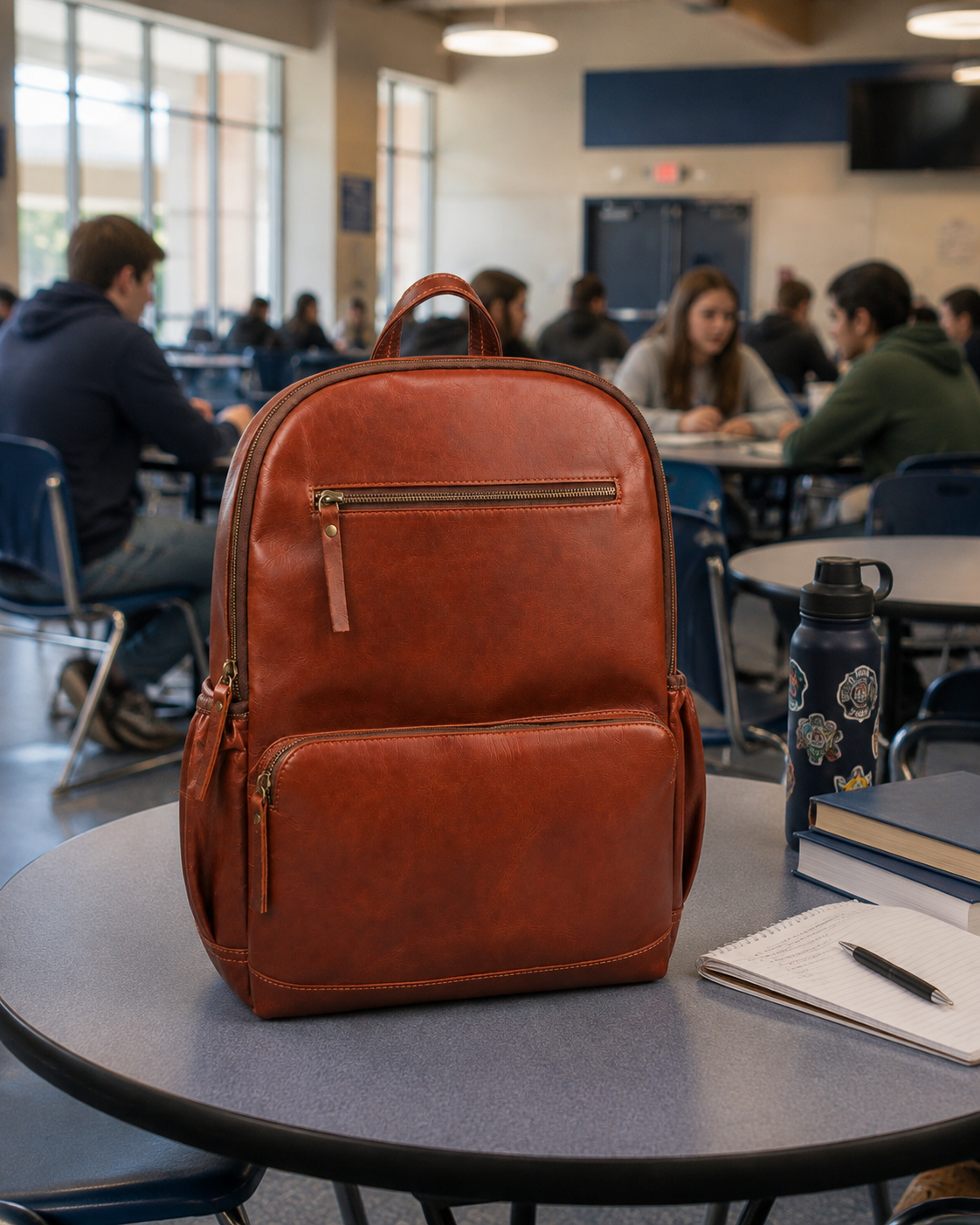 Premium Genuine Leather Laptop Backpack - Tan