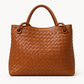 Braided PU Tote Bag - Burgundy