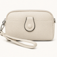 White Leather Wristlet Clutch