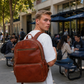 Premium Genuine Leather Laptop Backpack - Tan