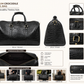 Crocodile Embossed Leather Duffle Bag - Grey Black