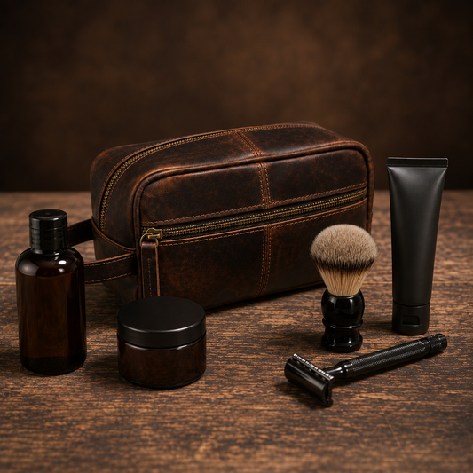 Premium Leather Grooming Bag