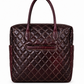 Premium Quilted Genuine Leather Tote Bag - Burgundy