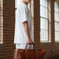 Crocodile Embossed Leather Duffle Bag - Brown