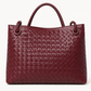 Braided PU Tote Bag - Burgundy