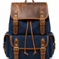 Vintage Canvas & Leather Backpack – Blue