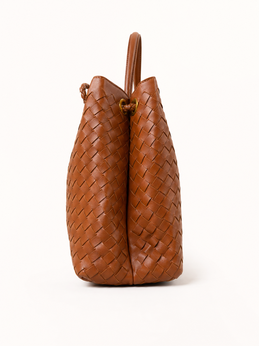 Braided PU Tote Bag - Burgundy