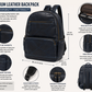 Premium Genuine Leather Laptop Backpack - Dark Green