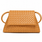 Woven Leather Flap Bag - Caramel Tan