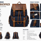 Vintage Canvas & Leather Backpack – Blue