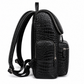 Premium Full-Grain Leather Crocodile Embossed Backpack - Black