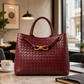 Braided PU Tote Bag - Burgundy