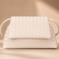 Woven Leather Flap Bag - White