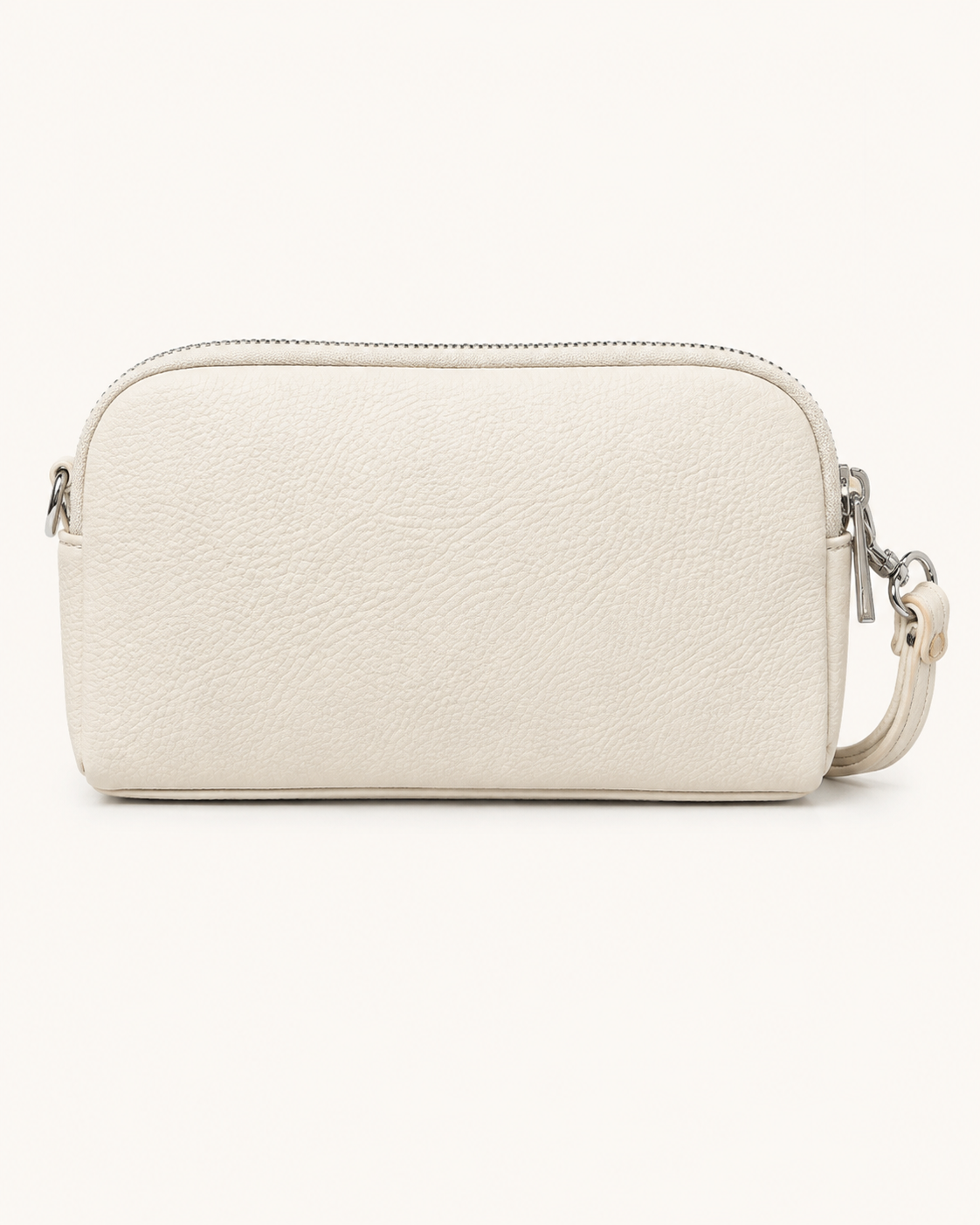 White Leather Wristlet Clutch