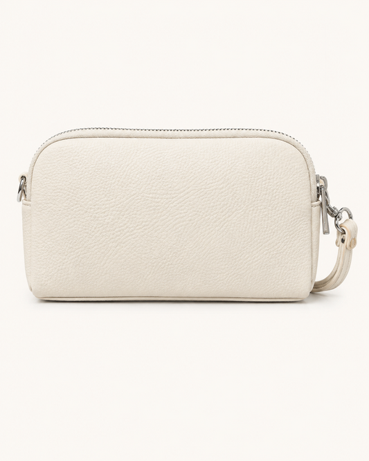 White Leather Wristlet Clutch