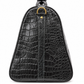 Crocodile Embossed Leather Duffle Bag - Grey Black