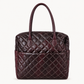 Premium Quilted Genuine Leather Tote Bag - Burgundy