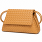 Woven Leather Flap Bag - Caramel Tan
