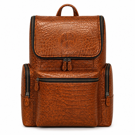 Premium Full-Grain Leather Crocodile Embossed Backpack