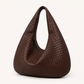Woven Leather Hobo Bag - Brown