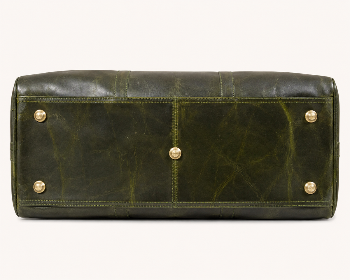 Vintage Leather Travel Duffel Bag – Green