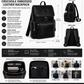 Premium Full-Grain Leather Crocodile Embossed Backpack - Black