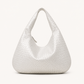 Woven Leather Hobo Bag - Silver