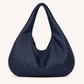 Woven Leather Hobo Bag - Blue
