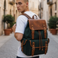 Vintage Canvas & Leather Backpack – Green