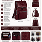 Premium Full-Grain Leather Crocodile Embossed Backpack - Burgundy
