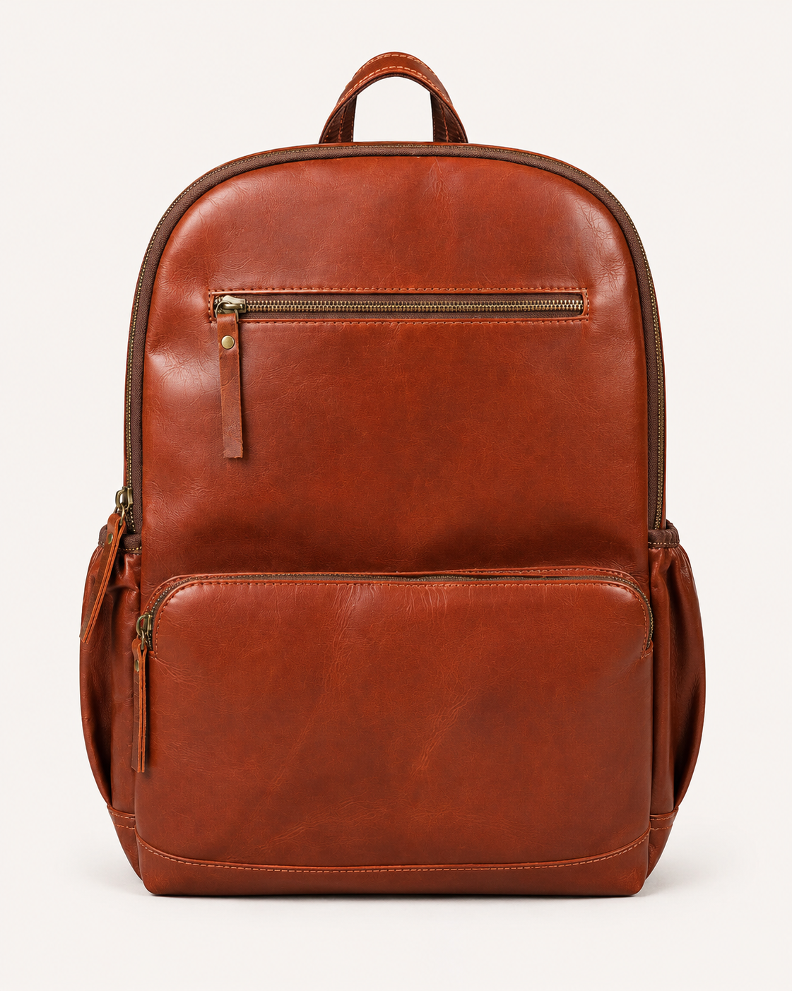 Premium Genuine Leather Laptop Backpack - Tan