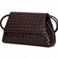Woven Leather Flap Bag - Brown