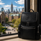 Premium Full-Grain Leather Crocodile Embossed Backpack - Black