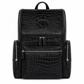 Premium Full-Grain Leather Crocodile Embossed Backpack - Black