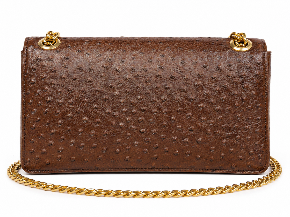 Textured Brown Chain Shoulder Bag