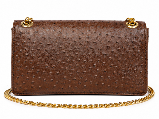 Textured Brown Chain Shoulder Bag