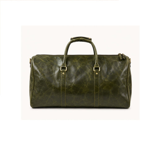 Vintage Leather Travel Duffel Bag – Green