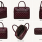 Premium Quilted Genuine Leather Tote Bag - Burgundy