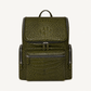 Premium Full-Grain Leather Crocodile Embossed Backpack - Olive Green