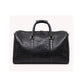 Crocodile Embossed Leather Duffle Bag - Grey Black
