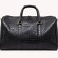 Crocodile Embossed Leather Duffle Bag - Grey Black