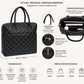 Premium Quilted Genuine Leather Tote Bag - Black
