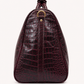 Crocodile Embossed Leather Duffle Bag - Burgundy