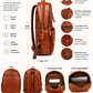 Premium Genuine Leather Laptop Backpack - Tan