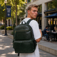Premium Genuine Leather Laptop Backpack - Dark Green
